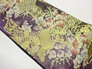 束ね熨斗に花々・鳳凰模様織出し袋帯